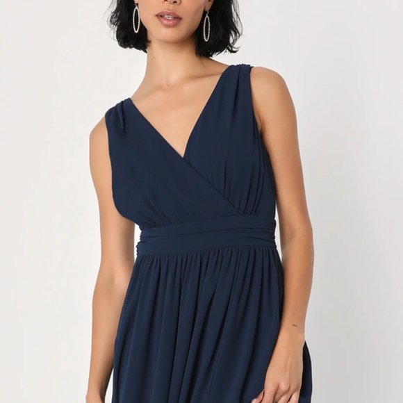 Lulus Thoughts of Hue Navy Blue Surplice Maxi Dress - Picture 2 of 7